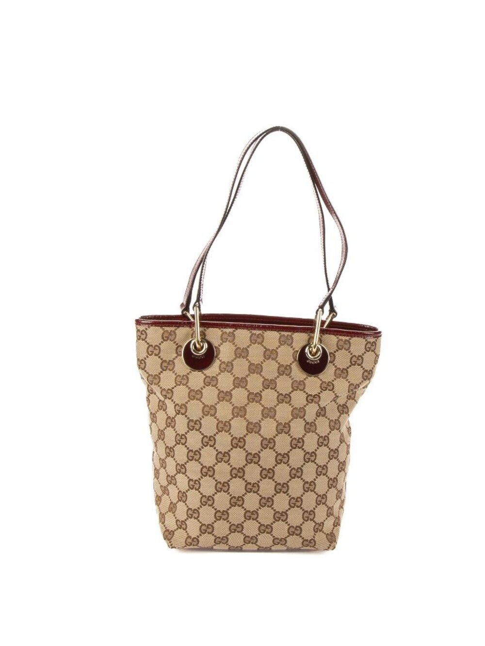 Gucci Eclipse Tote Bag Beige Burgundy GG Canvas